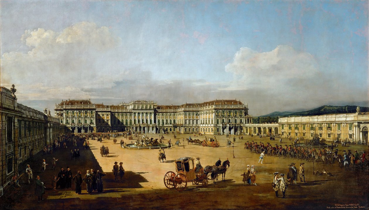 Schönbrunn Palace set fra forsiden, mellem 1758 og 1761 af Bernardo Bellotto