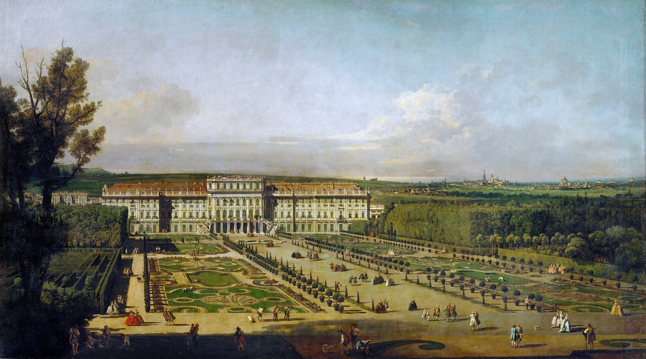 Schönbrunn-paladset set fra haverne, mellem 1758 og 1761 af Bernardo Bellotto