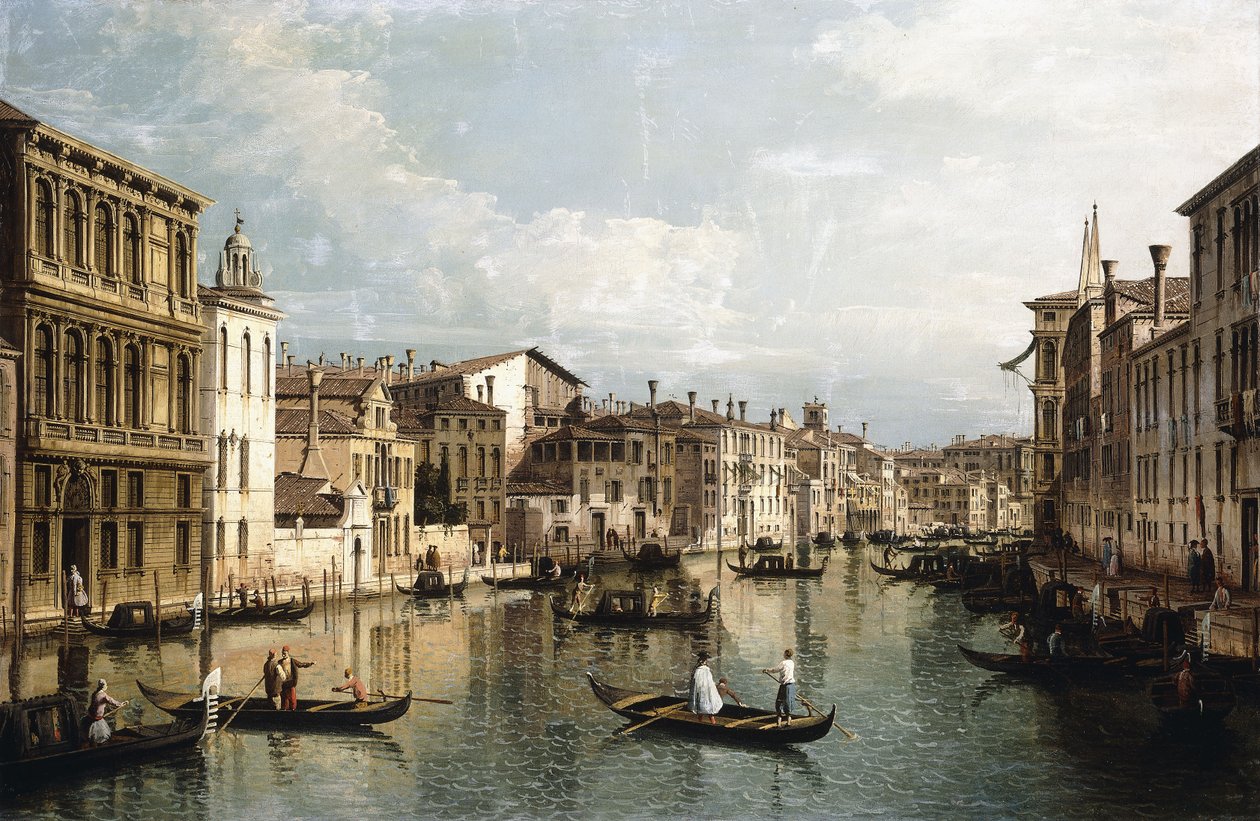 Canal Grande, Venedig, der ser mod øst fra Palazzo Flangini til Palazzo Vendramin Calergi, c1742 af Bernardo Bellotto
