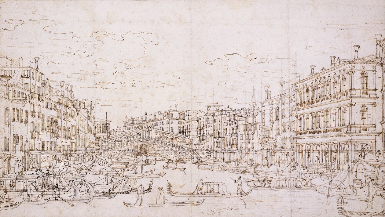 Canal Grande, Venedig, med Rialtobroen fra syd, af Bernardo Bellotto