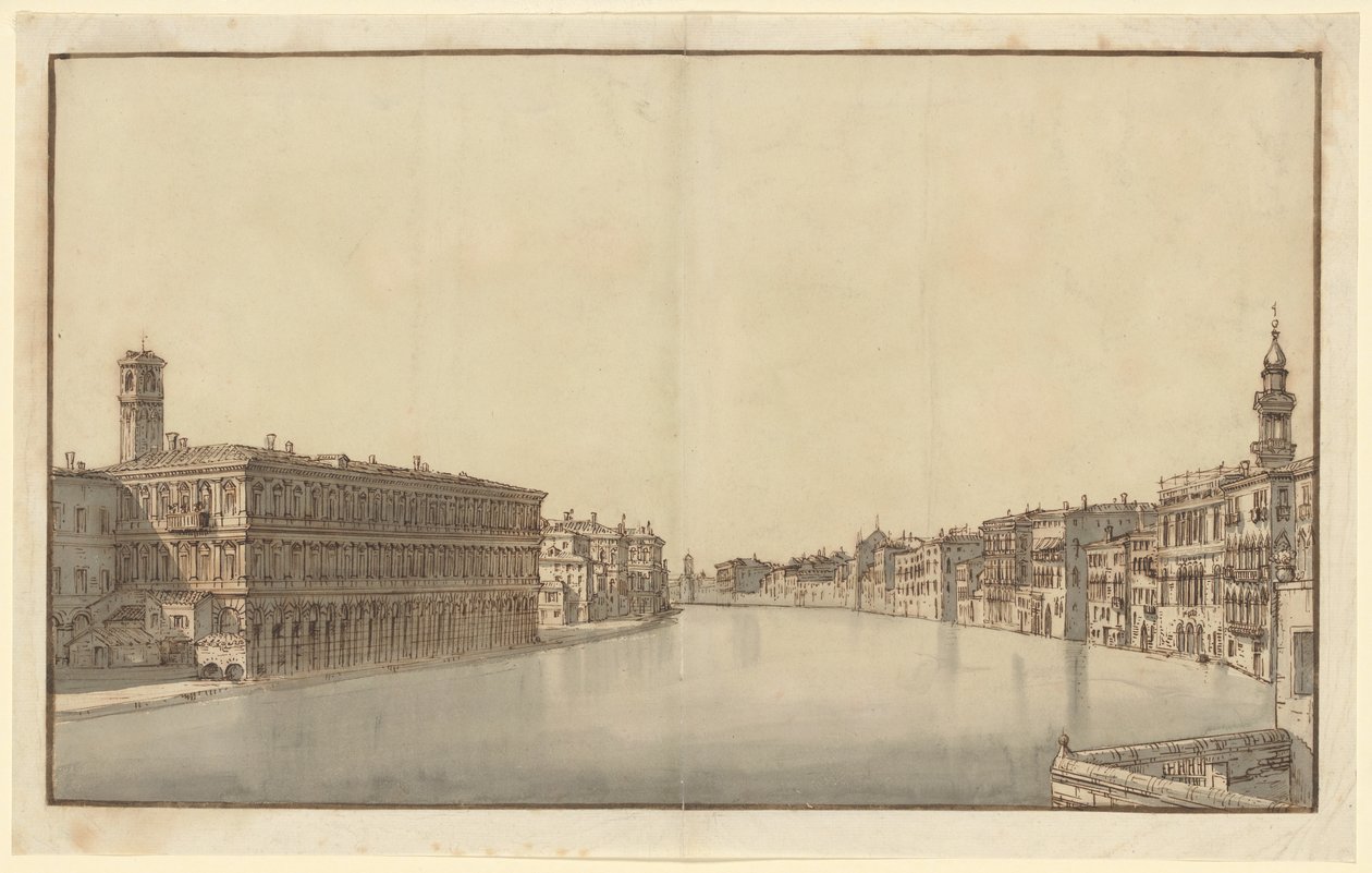 Canal Grande med Fabbriche Nuove til venstre og Santi Apostolis kampanile til højre af Bernardo Bellotto