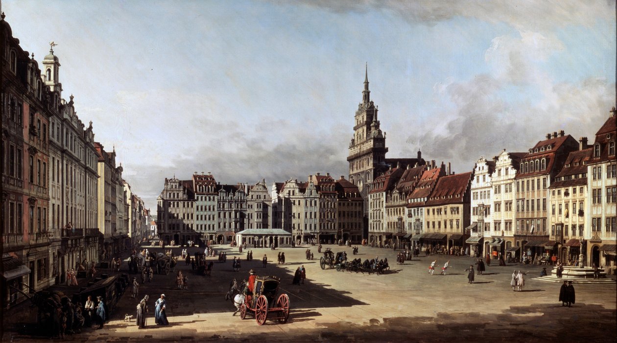 Den gamle markedsplads i Dresden, c1750-c1752 af Bernardo Bellotto