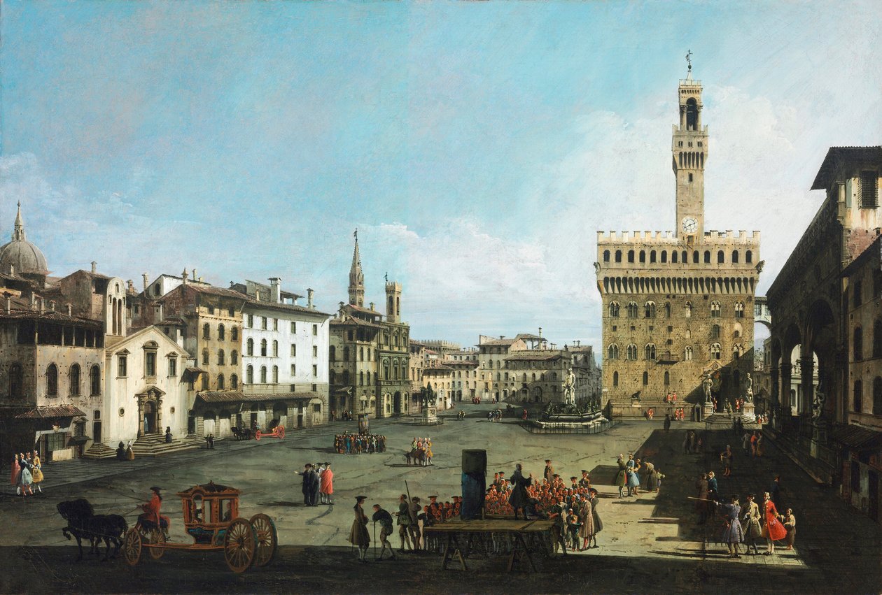 Piazza della Signoria i Firenze af Bernardo Bellotto