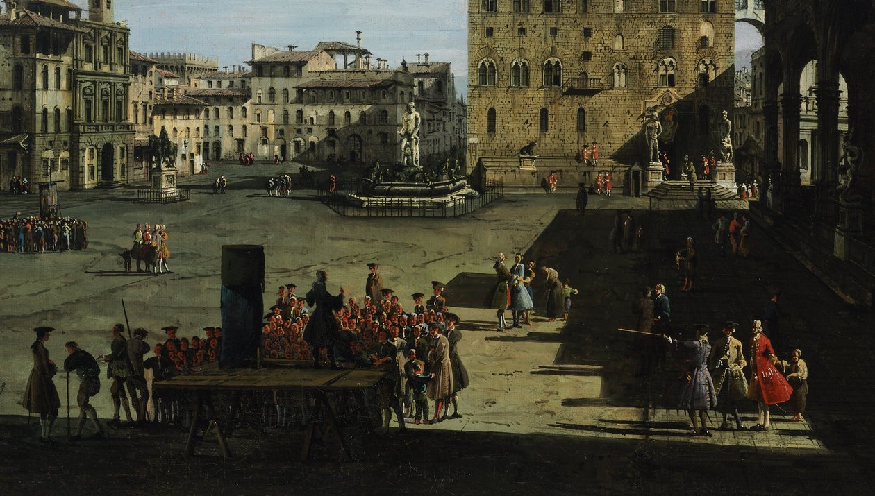 Piazza della Signoria i Firenze af Bernardo Bellotto