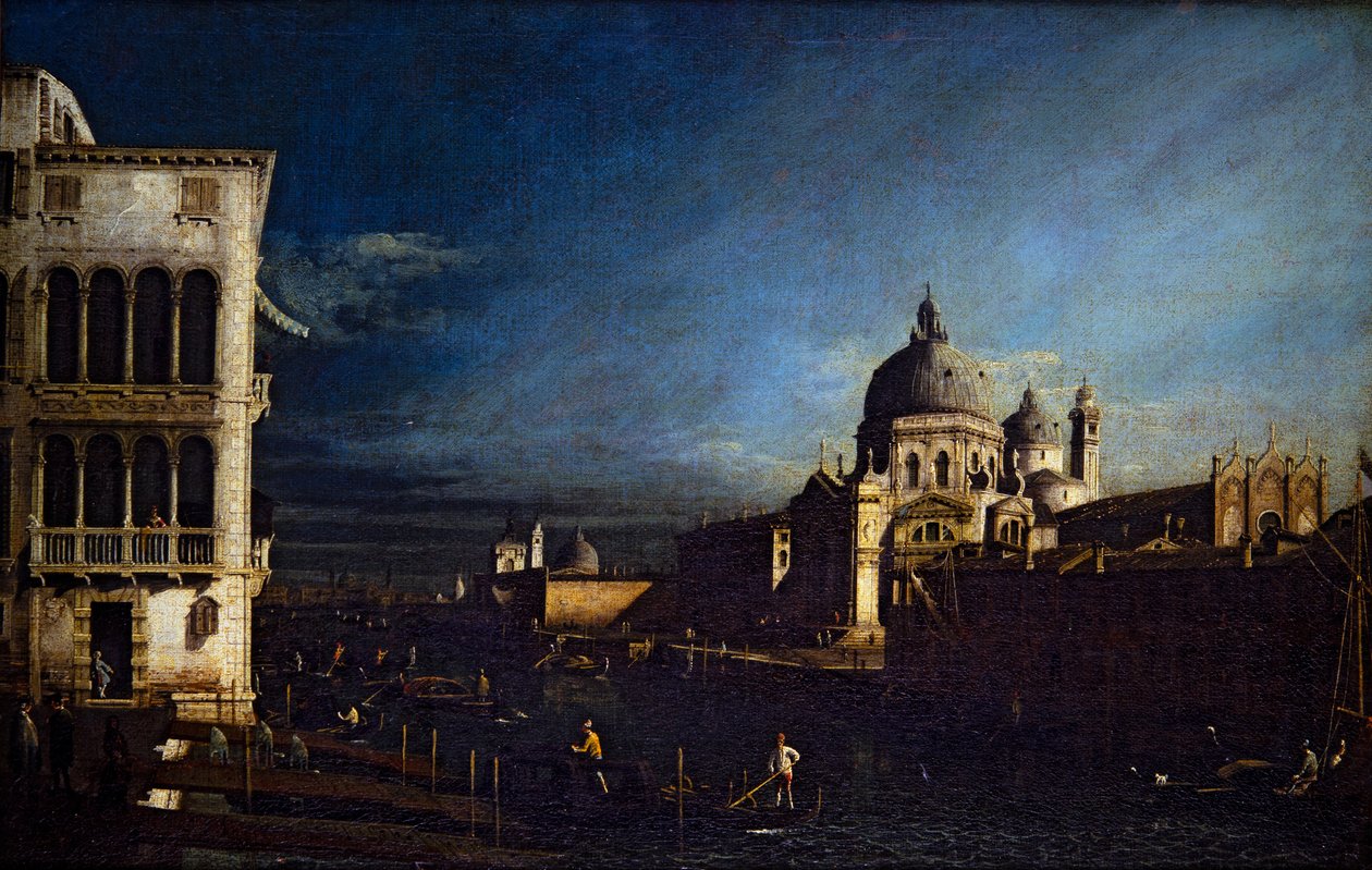 To venetianske udsigter, Canal Grande og Molo mod vest (på lærred) af Bernardo Bellotto
