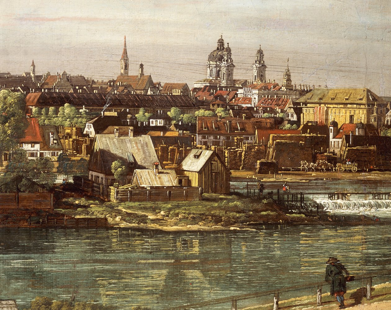 Udsigt over München fra Haidhausen med floden Isar i centrum, detaljer af Bernardo Bellotto