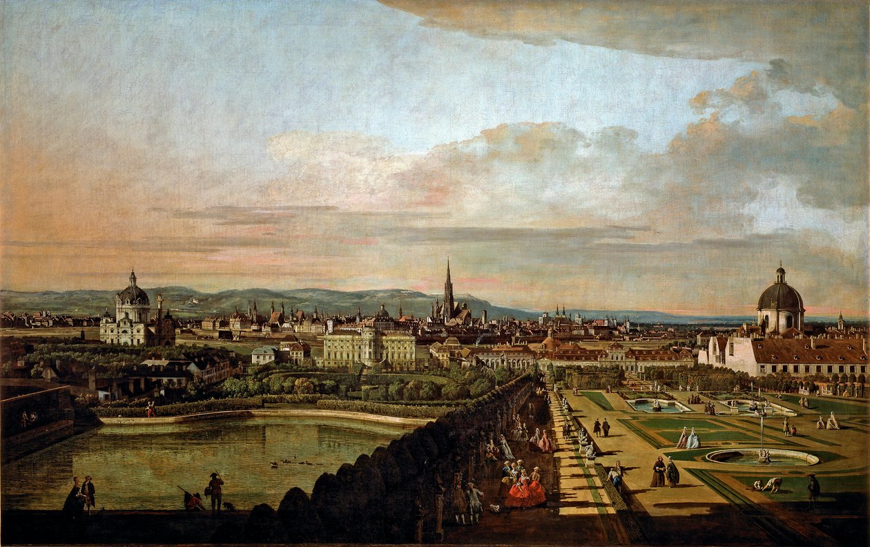 Udsigt over Wien fra Belvedere-maleriet af Bernardo Bellotto (1720-1780) 1758-1761 Søn. 136x214 cm Wien, Kunsthistorisches Museum af Bernardo Bellotto