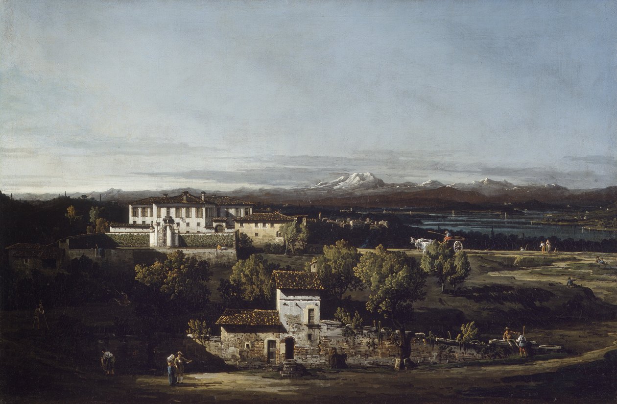 Udsigt over Villa Perabò, senere Melzi, i Gazzada af Bernardo Bellotto