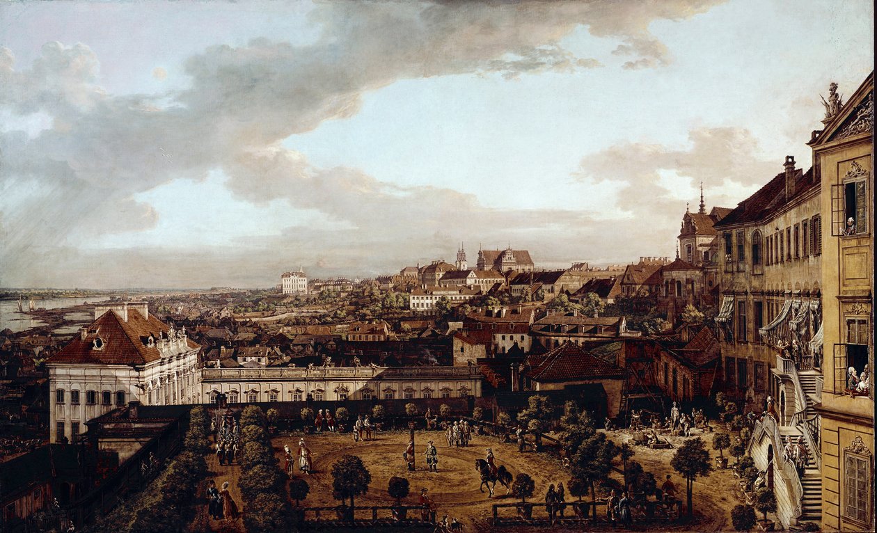 Udsigt over Warszawa, fra loggiaen øst for den kongelige villa mod Krakow (olie på lærred af Bernardo Bellotto