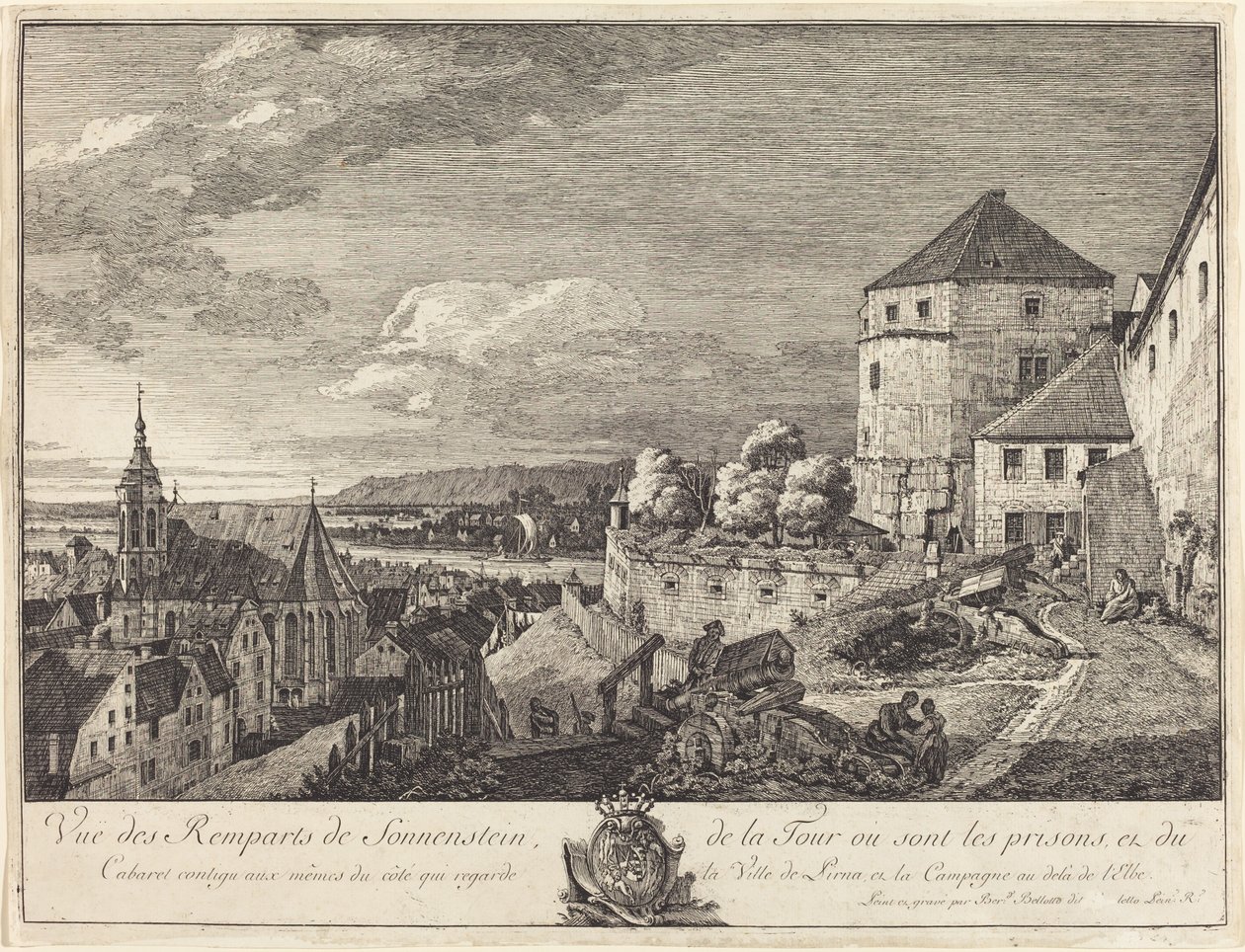 Udsigt over voldene i Sonnenstein af Bernardo Bellotto
