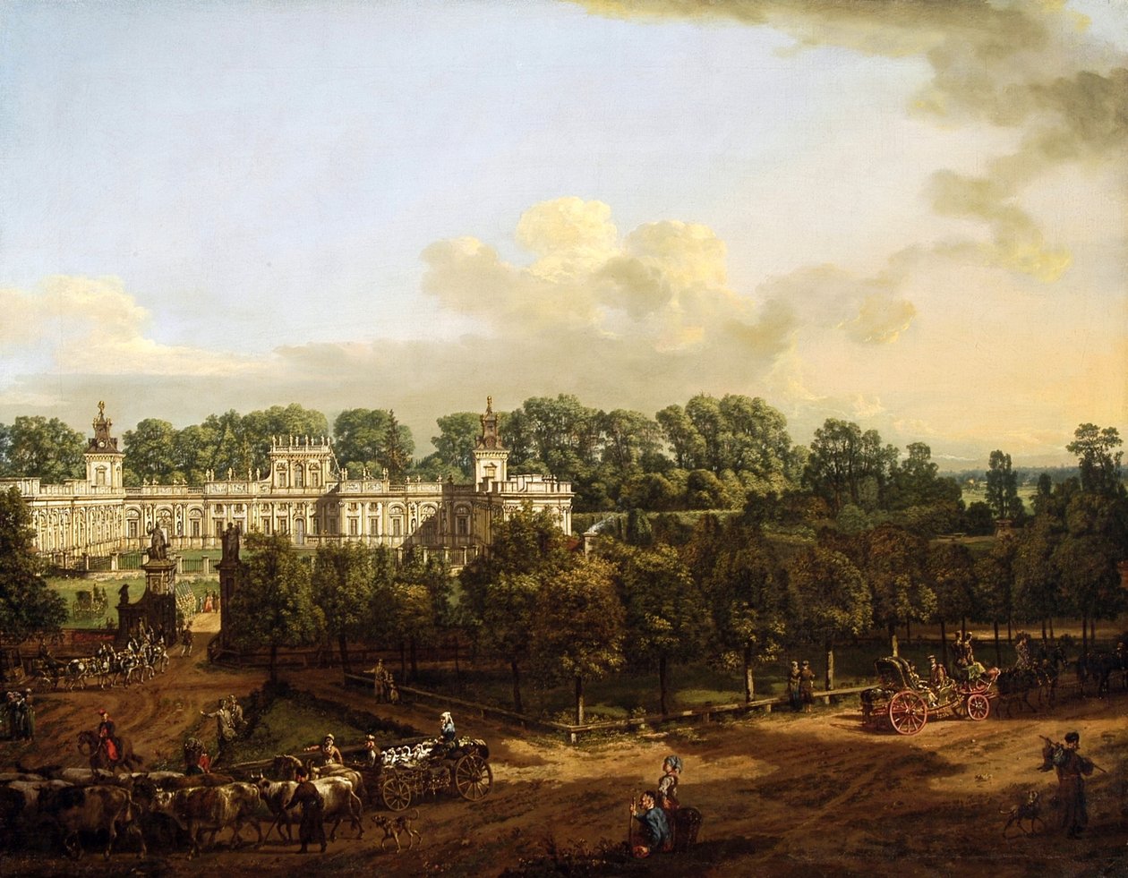 Wilanów-paladset set fra indgangen. af Bernardo Bellotto