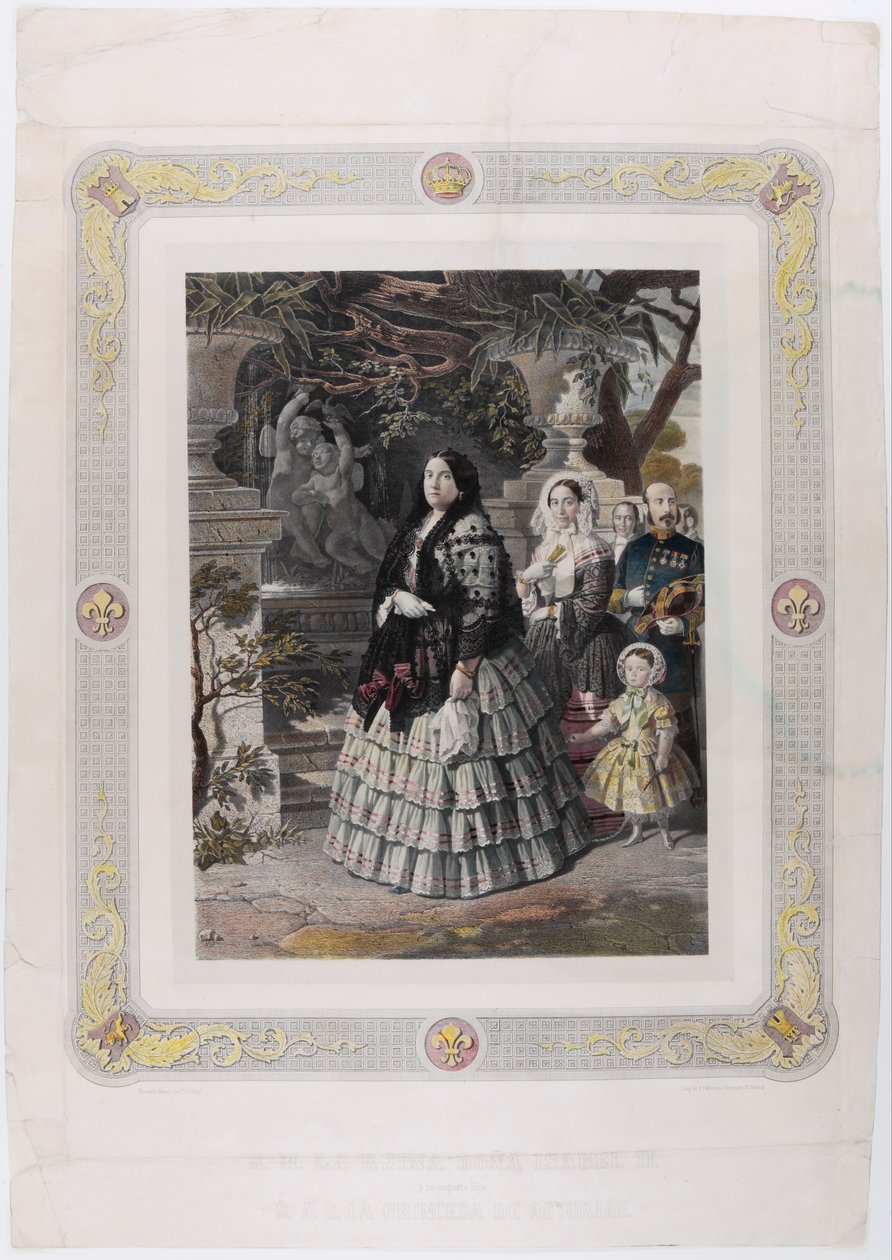 Hennes majestæt dronningen ISABEL II. og hendes august Datter HENNES SERENE HØJHED PRINSESSEN I AS af Bernardo Blanco y Pérez