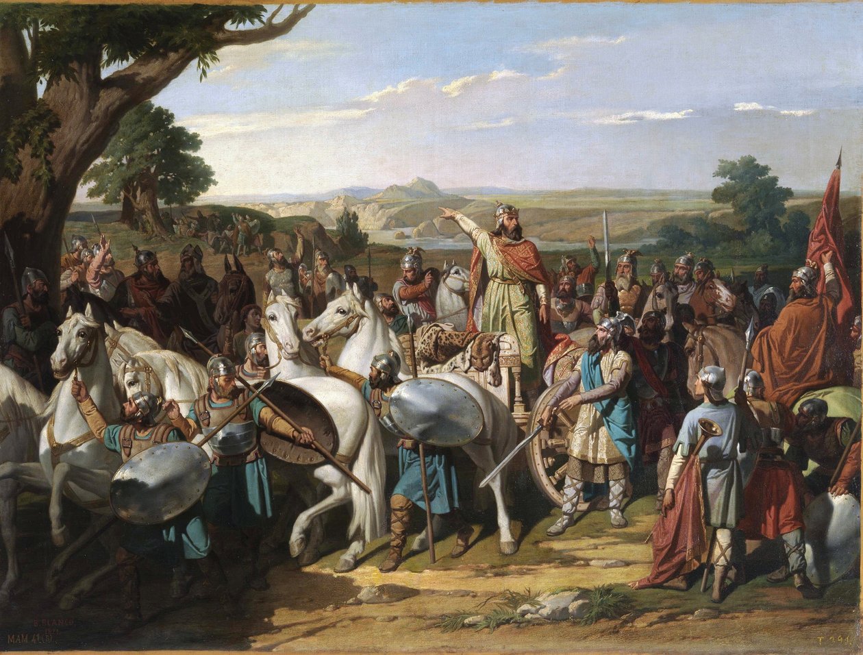 Slaget ved Guadalete par Blanco y Perez, Bernardo (1828-1876). Olie på lærred, størrelse: 58x78 af Bernardo Blanco y Pérez