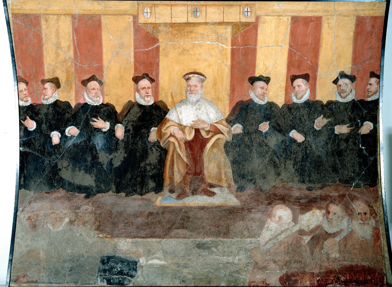 Dogen af ​​gener Giacomo Durazzo Grimaldi (ca. 1503-1579) omgiver med Senators Fresco af Bernardo Castello (1557-1629) 1500-tallets gener, Museo di Sant 