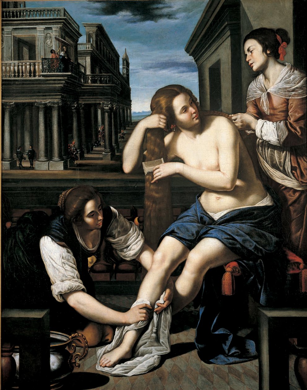 Bathsheba ved hendes bad, ca 1637 af Bernardo Cavallino