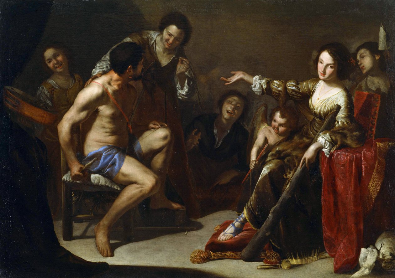"Hercules og Omphale" Maleri af Bernardo Cavallino (1616-1656) vers 1640 Dim 127x180,3 cm National Museum of Western Art, Tokyo af Bernardo Cavallino