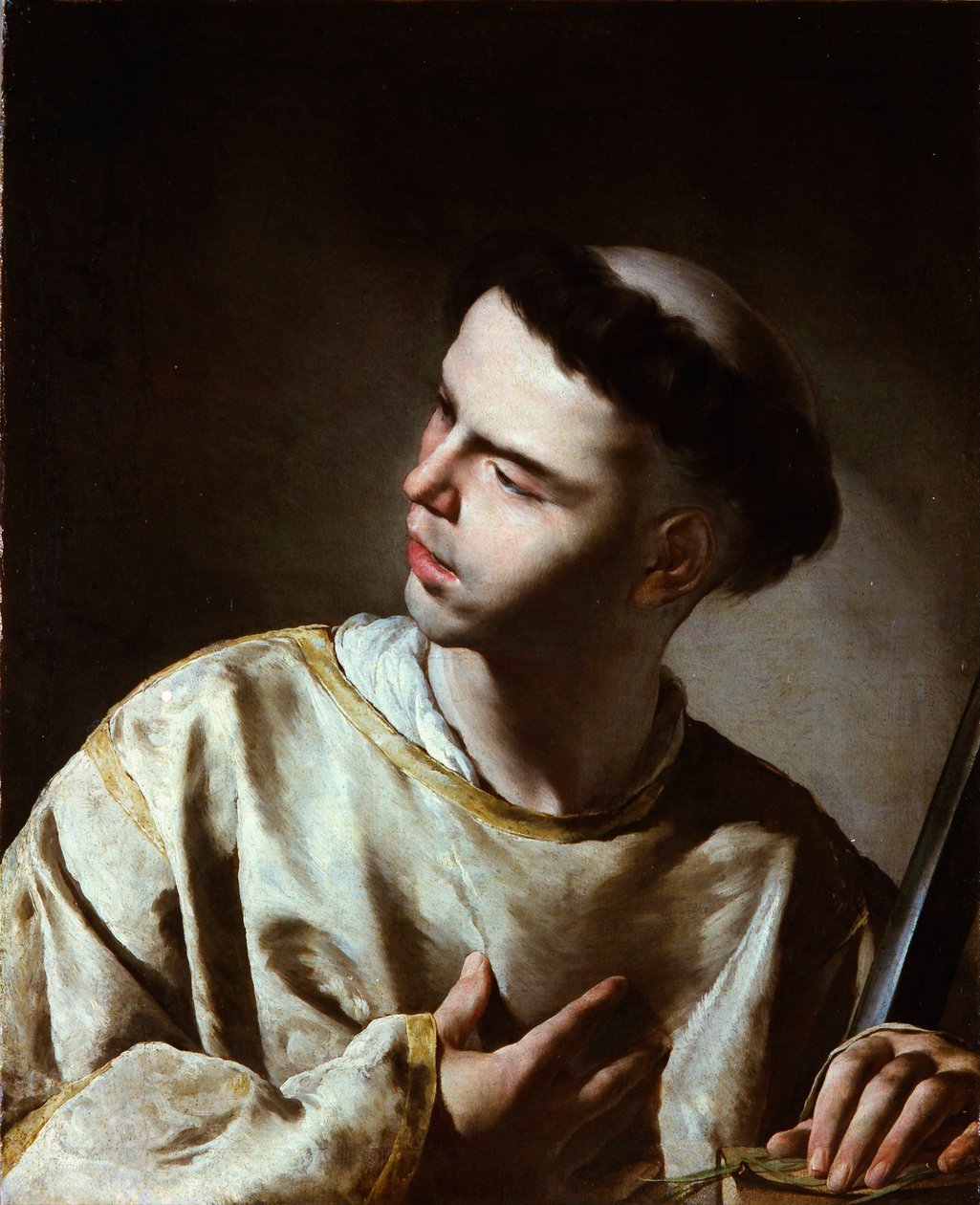 ""Saint Laurent"" (Saint Lawrence) Maleri af Bernardo Cavallino (1616-1656) - 1640