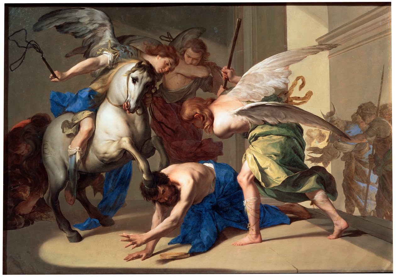 Uddrivelsen af Heliodorus fra templet, c1650 af Bernardo Cavallino