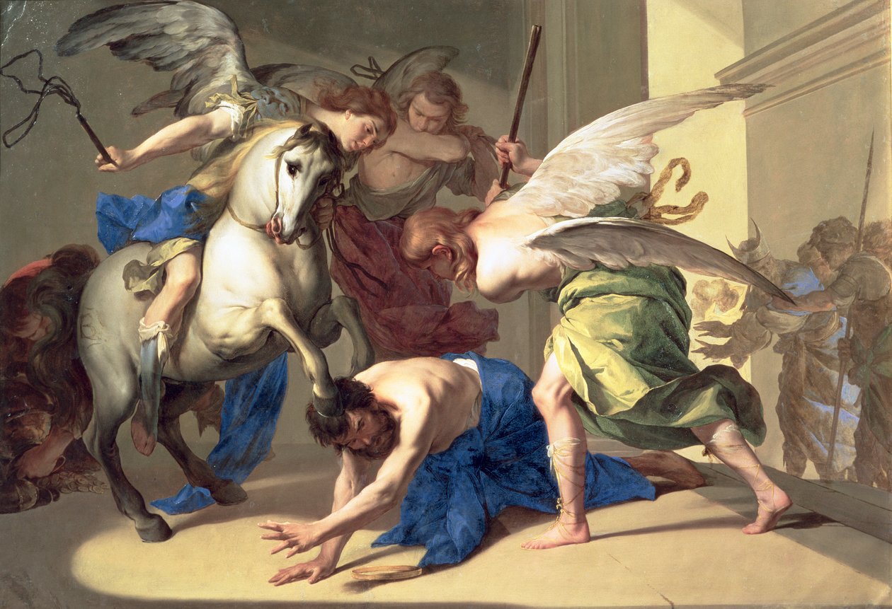 Uddrivelsen af Heliodorus fra templet, ca. 1650 af Bernardo Cavallino