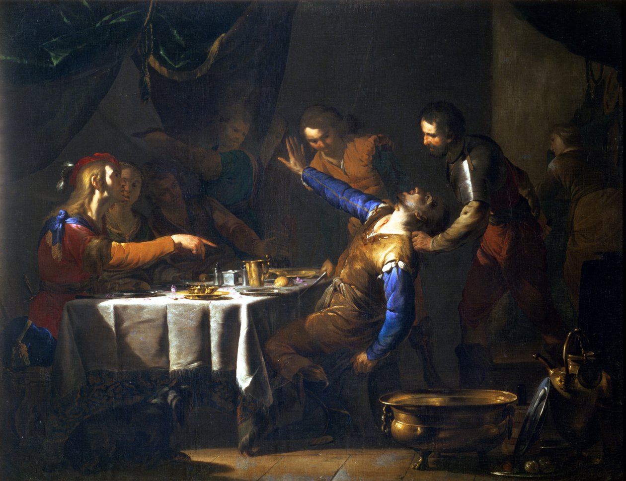 Mordet på Amnon af hans bror Absalom (olie på lærred) af Bernardo Cavallino
