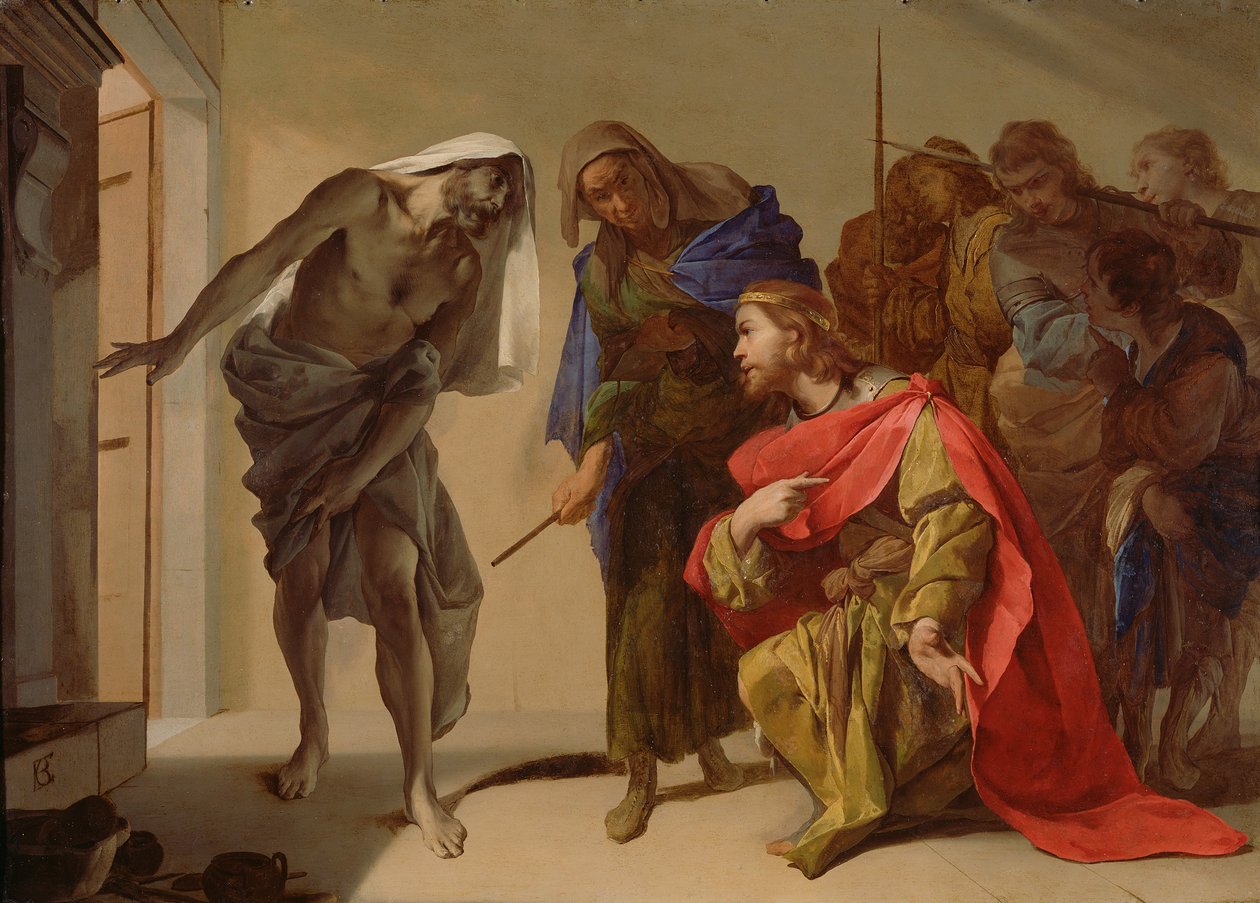 The Shade of Samuel påkaldt af Saul, ca. 1655 af Bernardo Cavallino