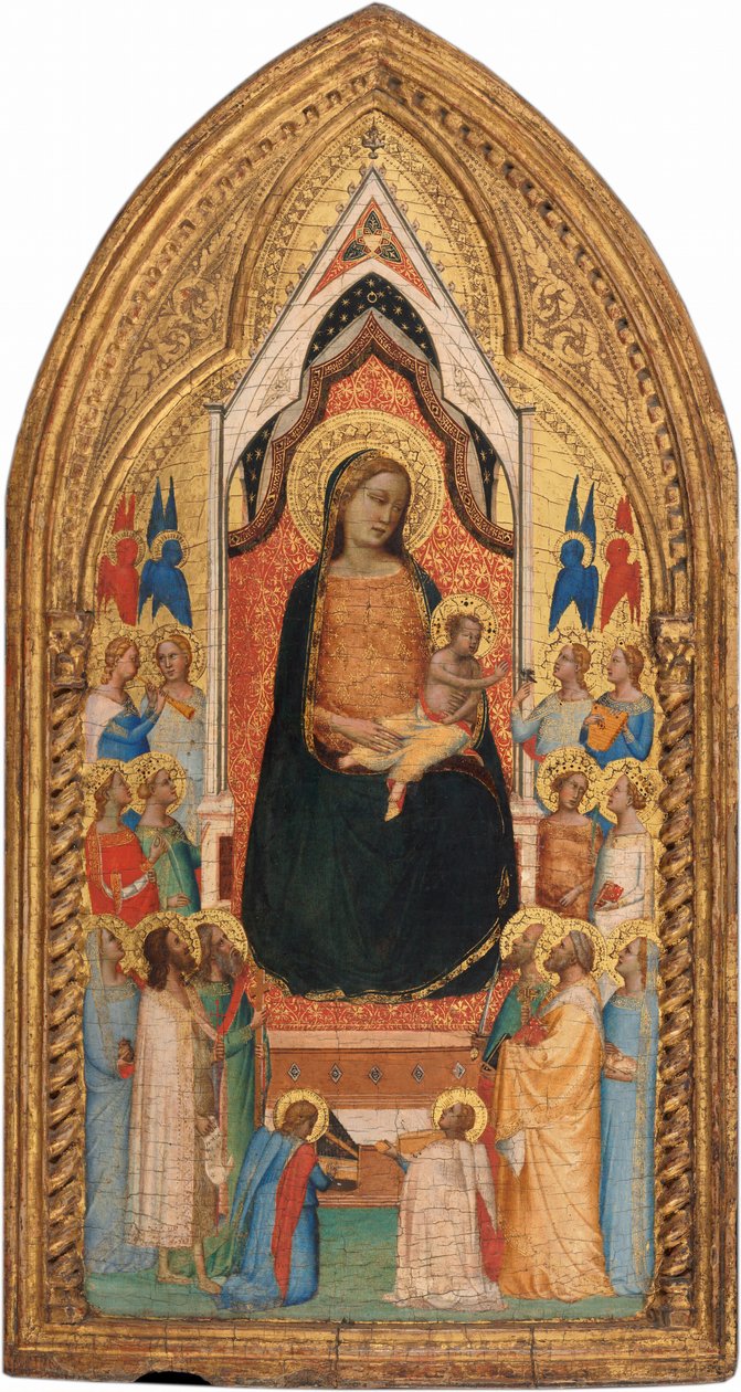 Madonna og barn med hellige og engle, ca. 1345. af Bernardo Daddi