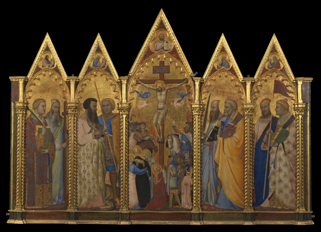 Polyptykon med korsfæstelsen, 1348 (tempera & bladguld på panel) af Bernardo Daddi