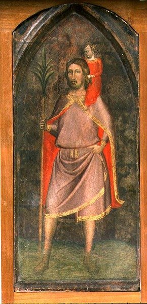 St. Christopher (tempera på panel) af Bernardo Daddi