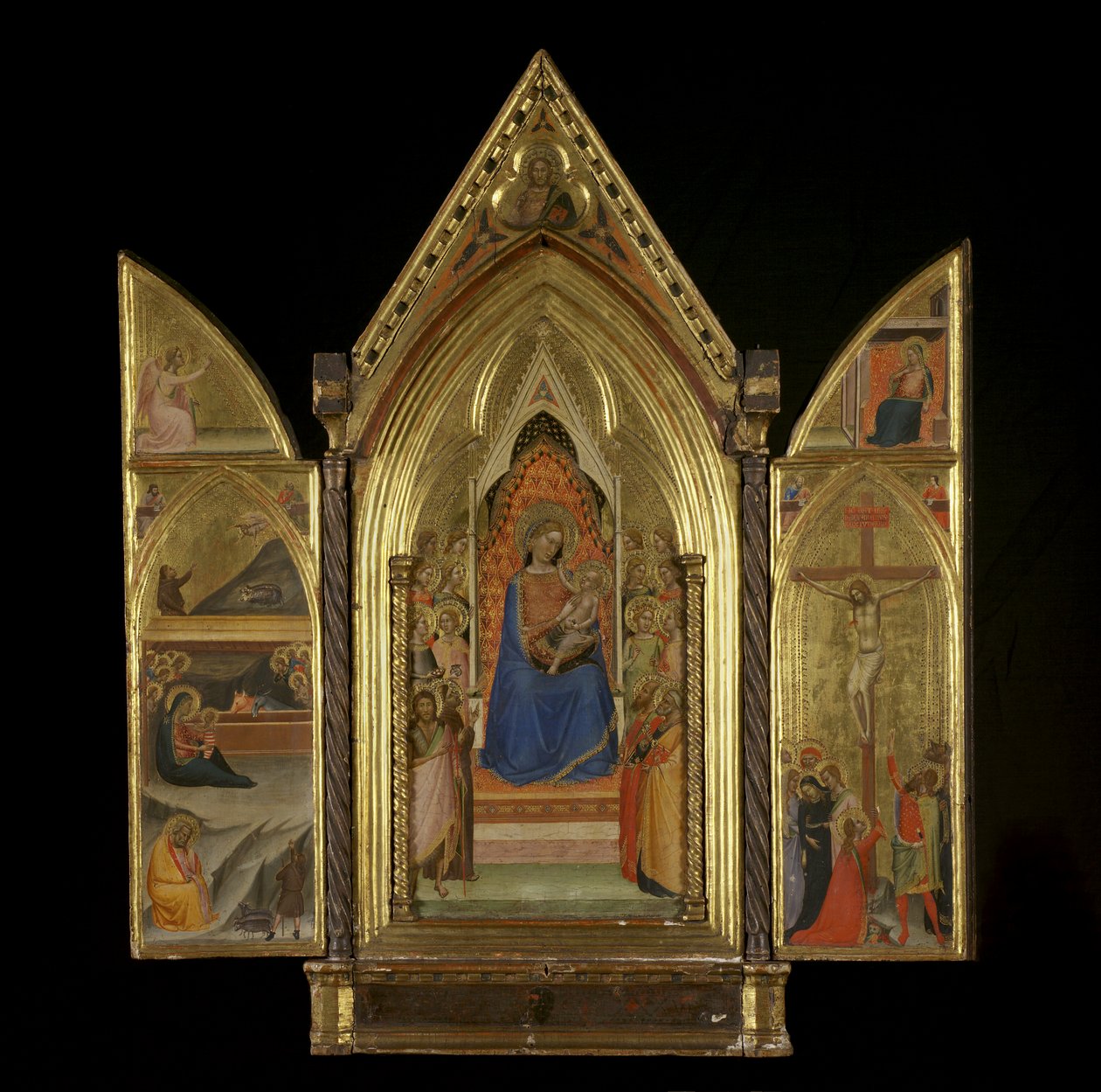 Jomfruen og barnet troner med hellige (midterpanel) (recto) af Bernardo Daddi