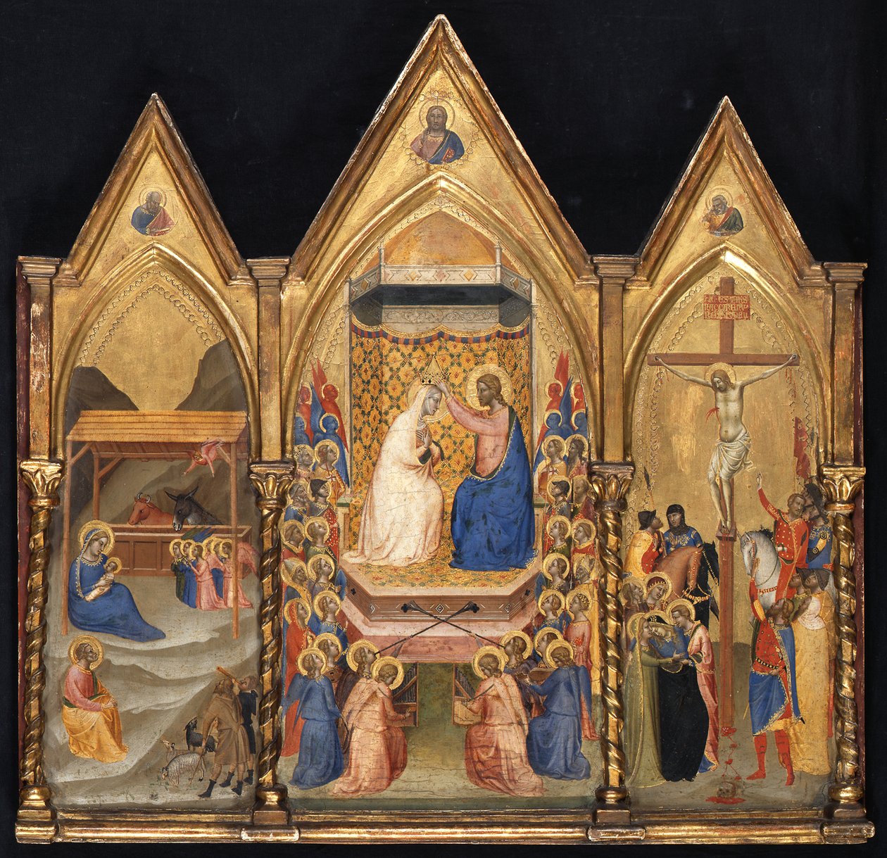 Triptychon (Geburt Christi; Marienkrönung; Kreuzigung) af Bernardo Daddi