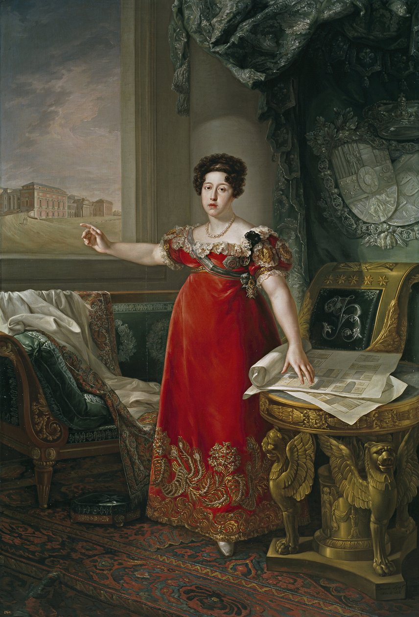 Marie Isabelle de Braganza, Infanta af Portugal, Dronning Consort af Spanien - Maria Isabel af Portugal (1797-1818), foran Prado-museet, af Lopez Piquer, Bernardo (1801-1874). olie på lærred af Bernardo Lopez y Piquer