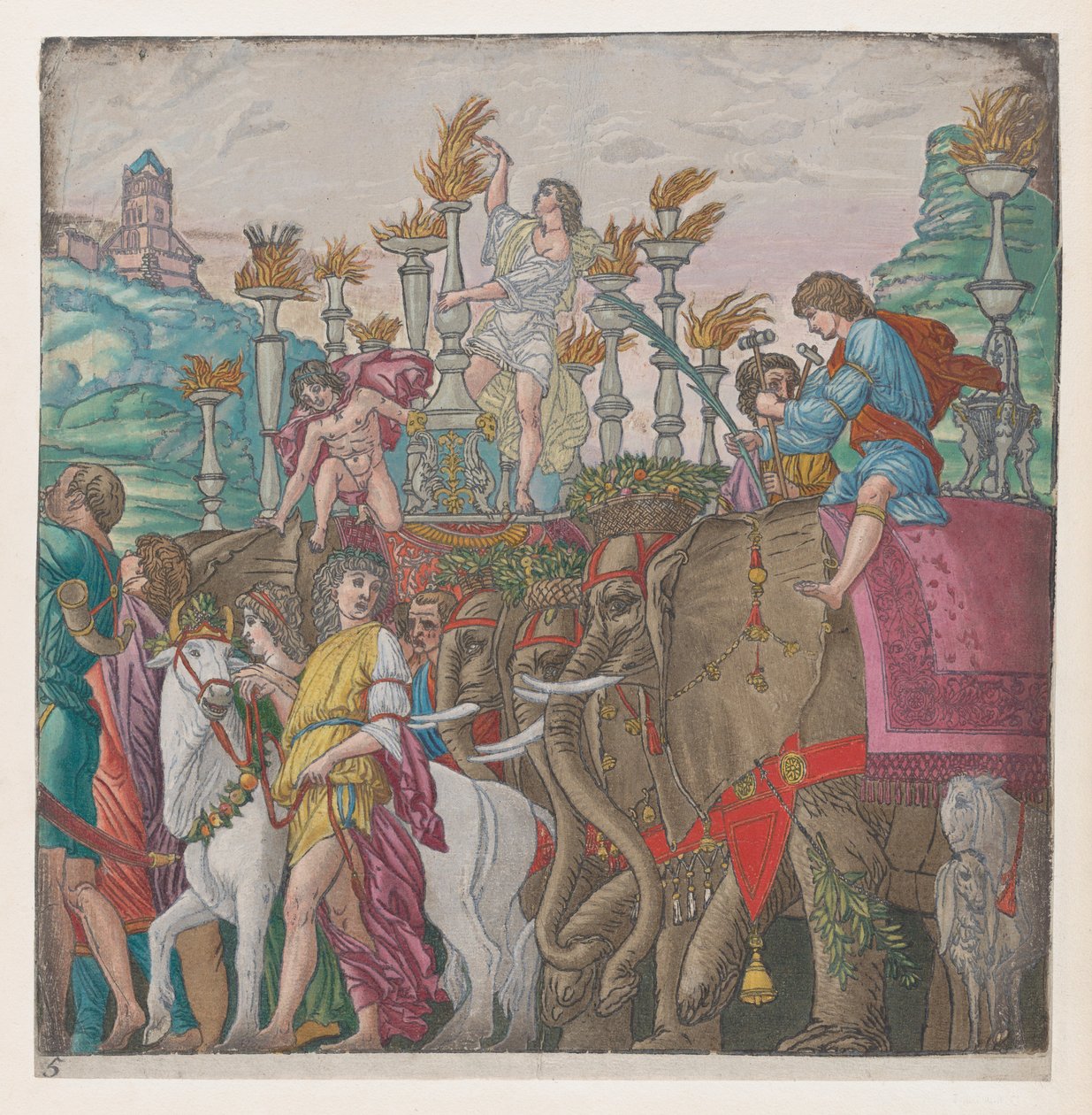 Ark 5: Elephants, fra The Triumph of Julius Cæsar, 1599. af Bernardo Malpizzi
