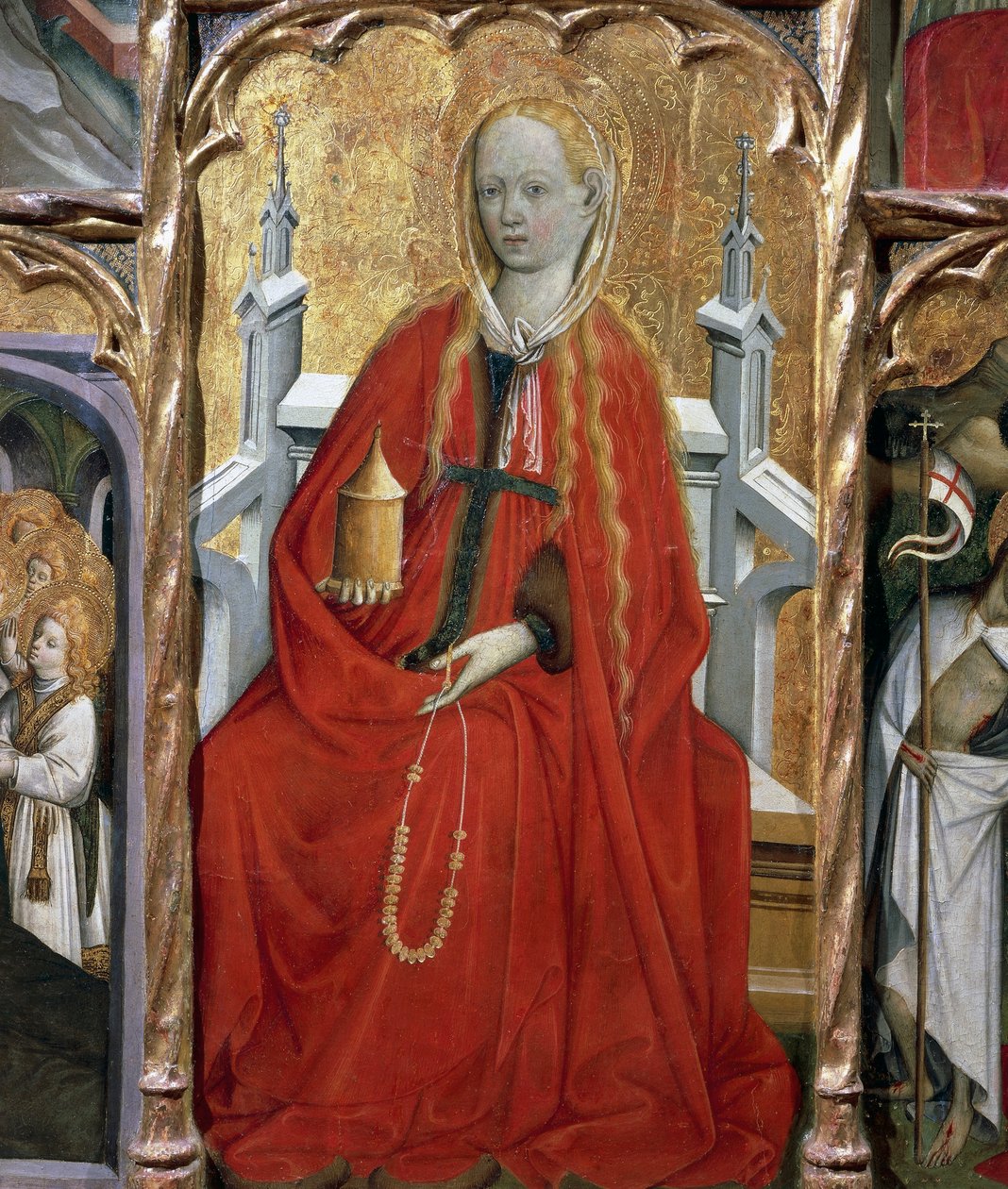 Mary Magdalene, detalje fra altertavlen af St Mary Magdalene (1437-1452), af Bernat Martorell (ca. 1400-1452), malet på træ. Catalansk gotisk kunst. af Bernardo Martorell