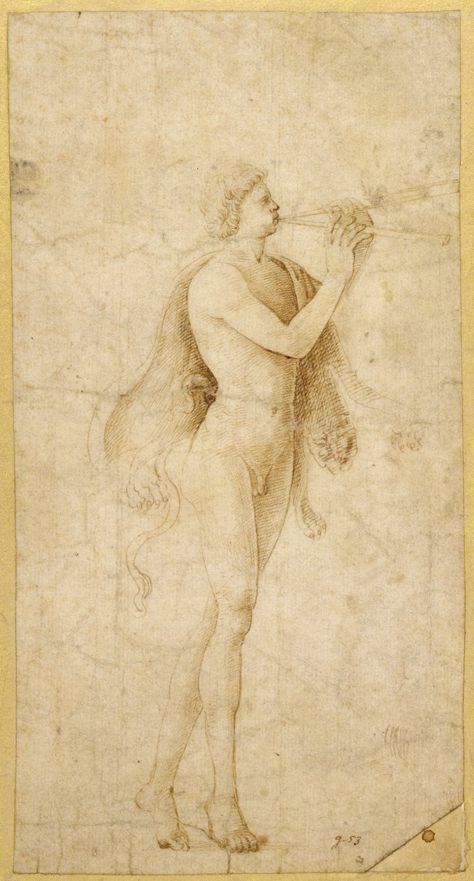 En satyr spiller på en aulos af Bernardo Parentino