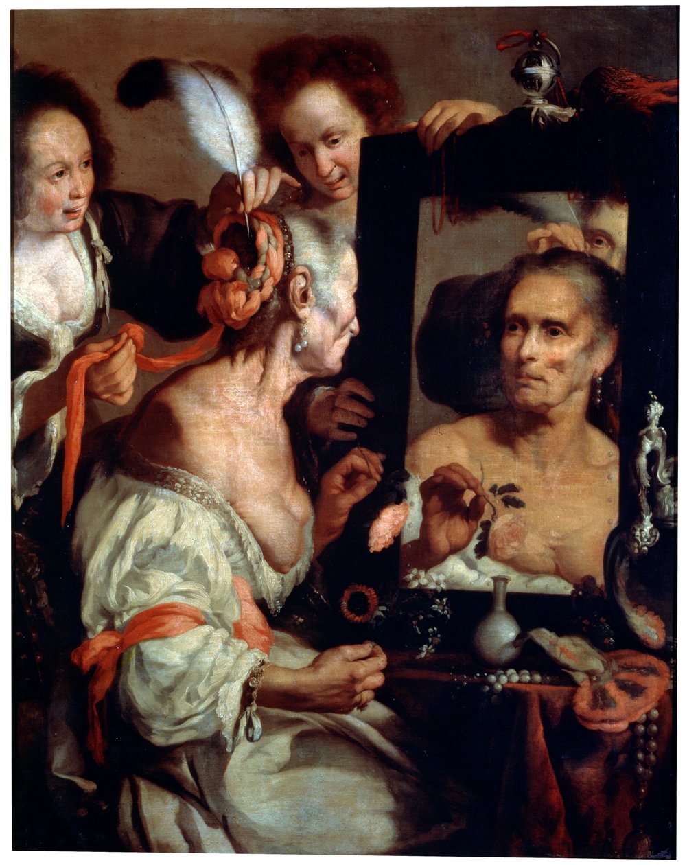 Gammel Coquette Vanitas, efter 1630. af Bernardo Strozzi