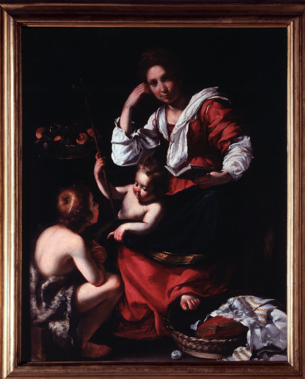 Repræsentation af den hellige familie med Johannes Døberens barn (Den hellige familie med Johannes døberen) Maleri af Bernardo Strozzi (1581-1644) Genes, Musei di Strada Nuova (ex Palazzo Rosso) Italien af Bernardo Strozzi