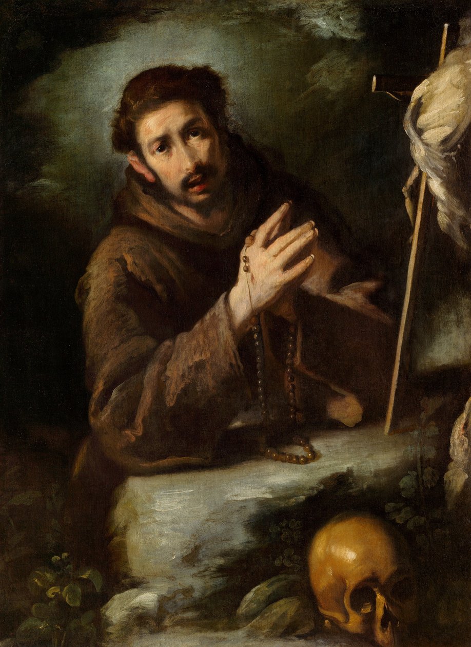 Saint Francis in Prayer, ca. 1620/1630 (olie på lærred) af Bernardo Strozzi