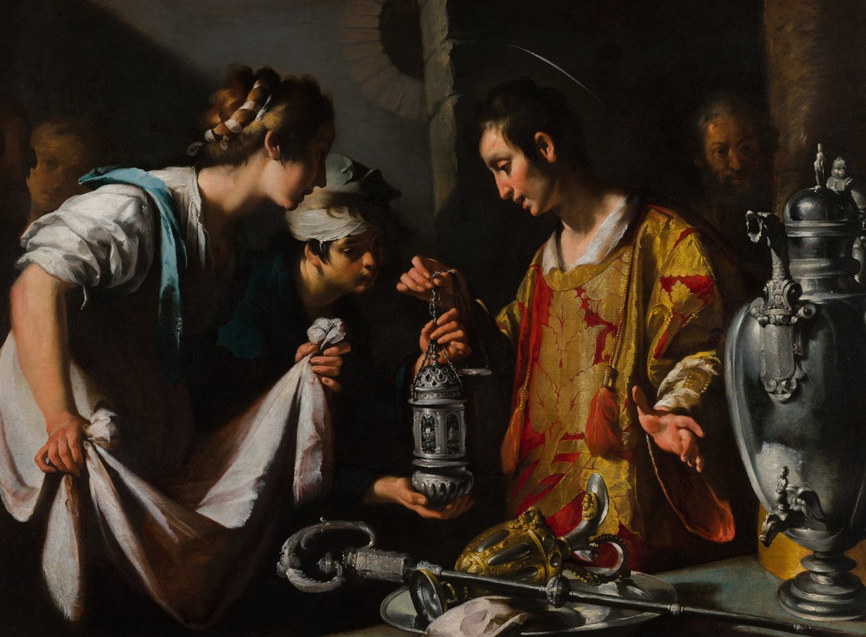 Sankt Laurentius uddeler kirkens rigdomme af Bernardo Strozzi