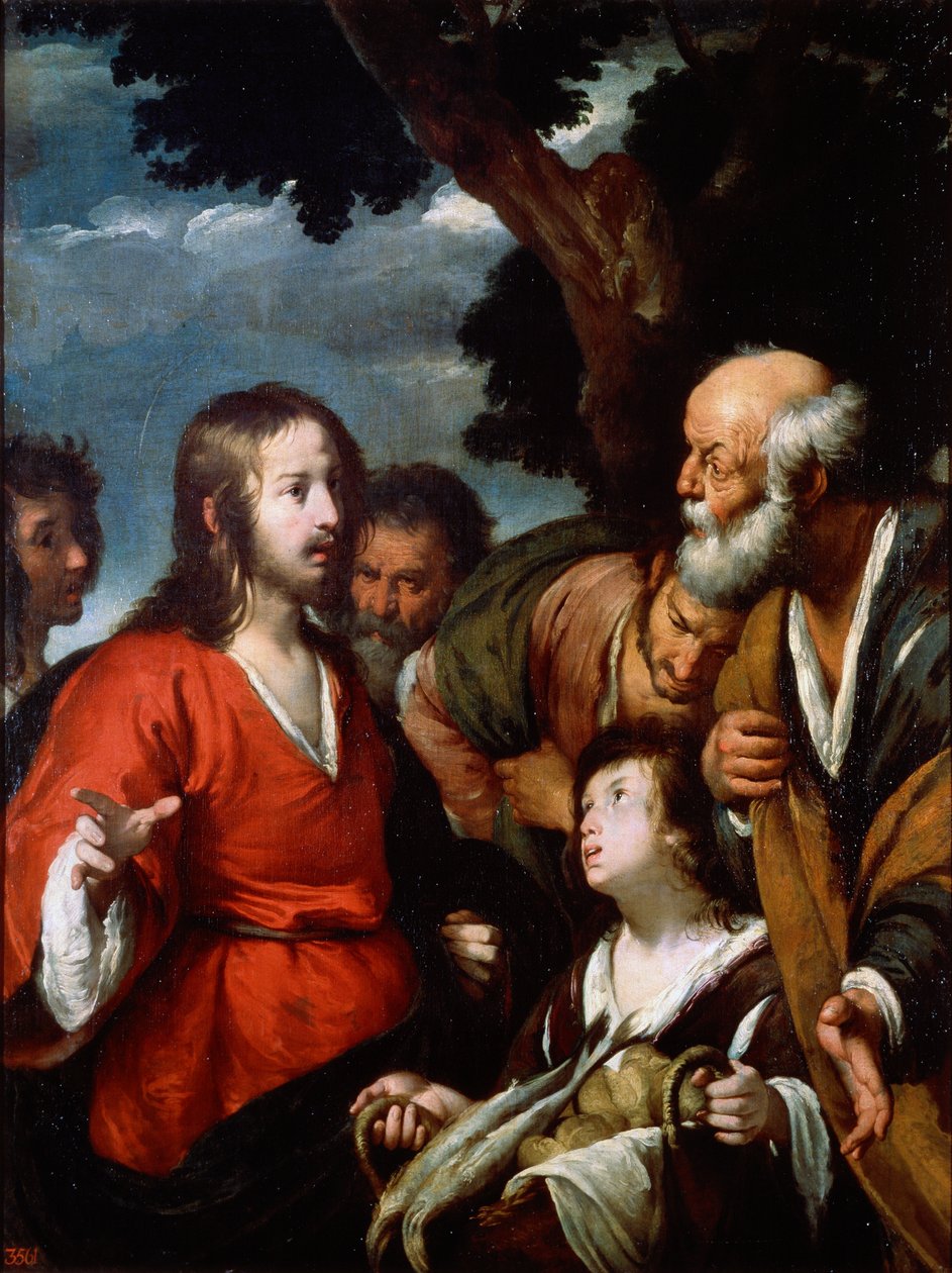 Miraklet med de fem brød og to fisk, efter 1630. af Bernardo Strozzi