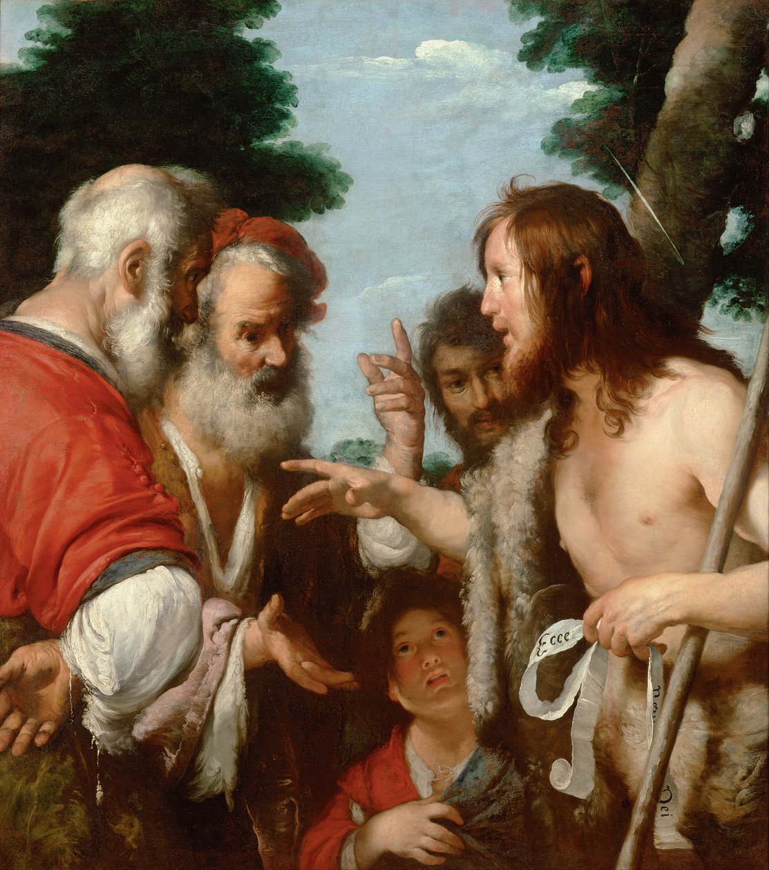 Johannes Døberens prædiken, ca. 1644 af Bernardo Strozzi
