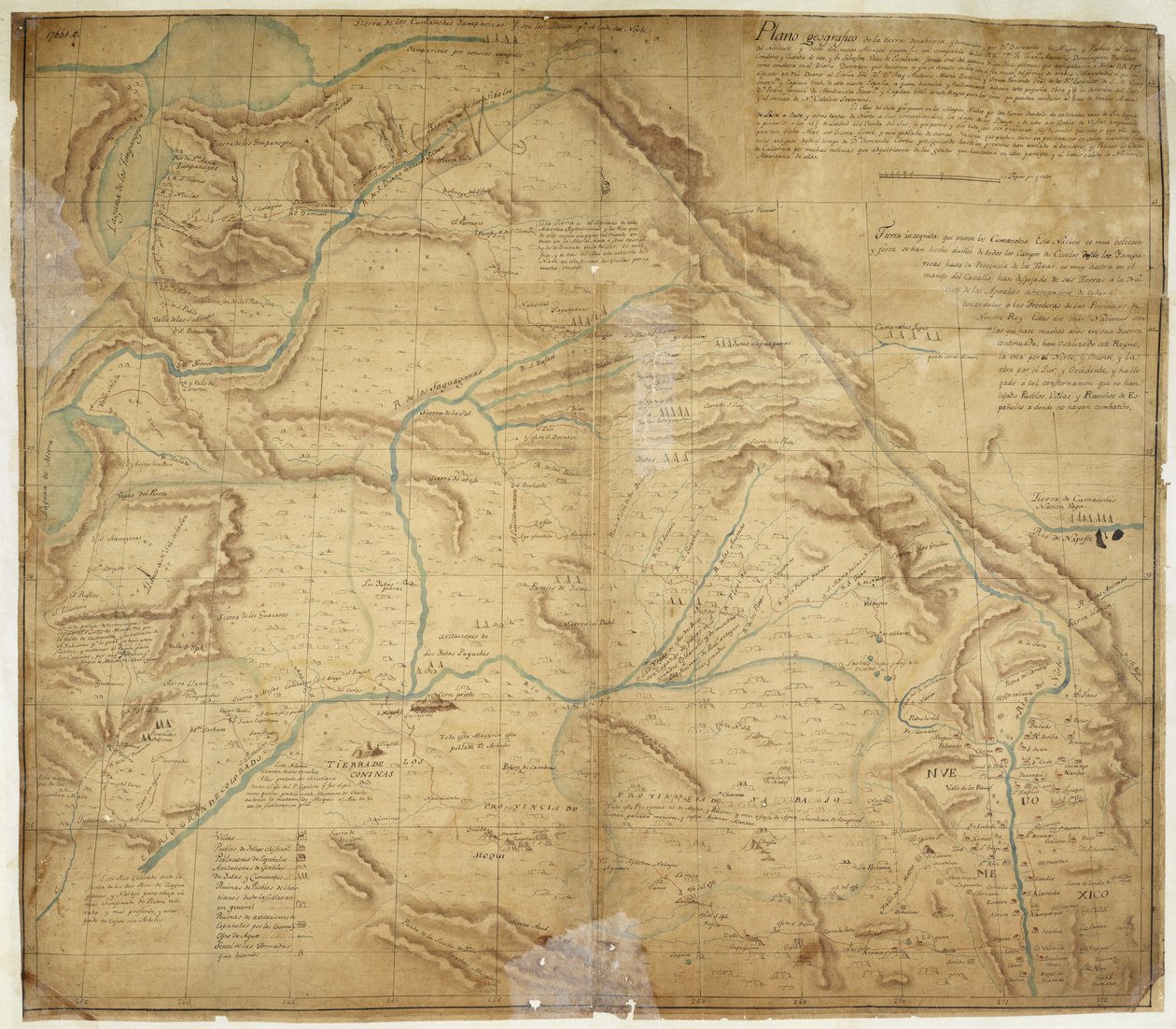 Kort over den største del af New Mexico og en del af Upper California af Bernardo de Miera y Pacheco