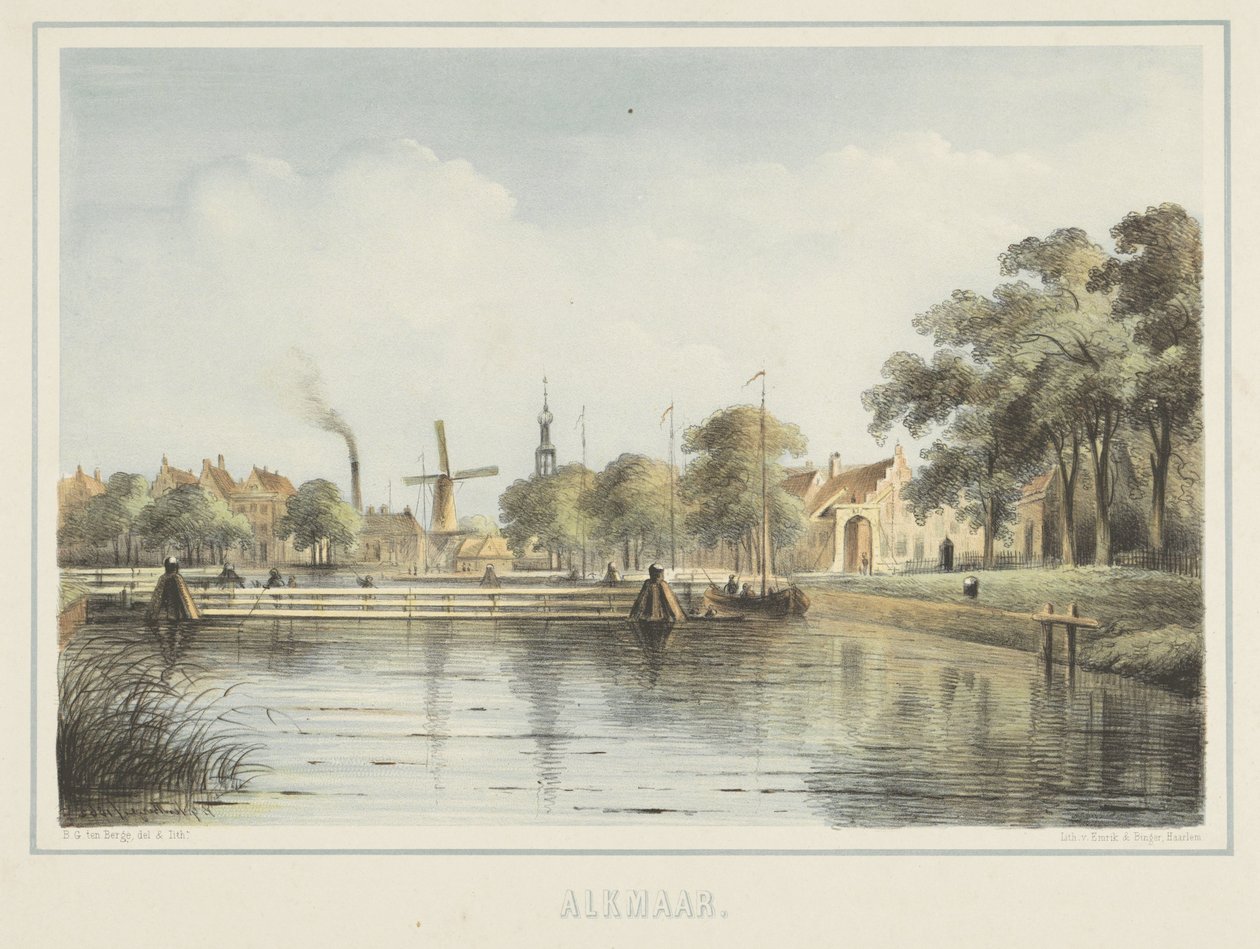Udsigt over Vlotbrug i Alkmaar af Bernardus Gerardus ten Berge