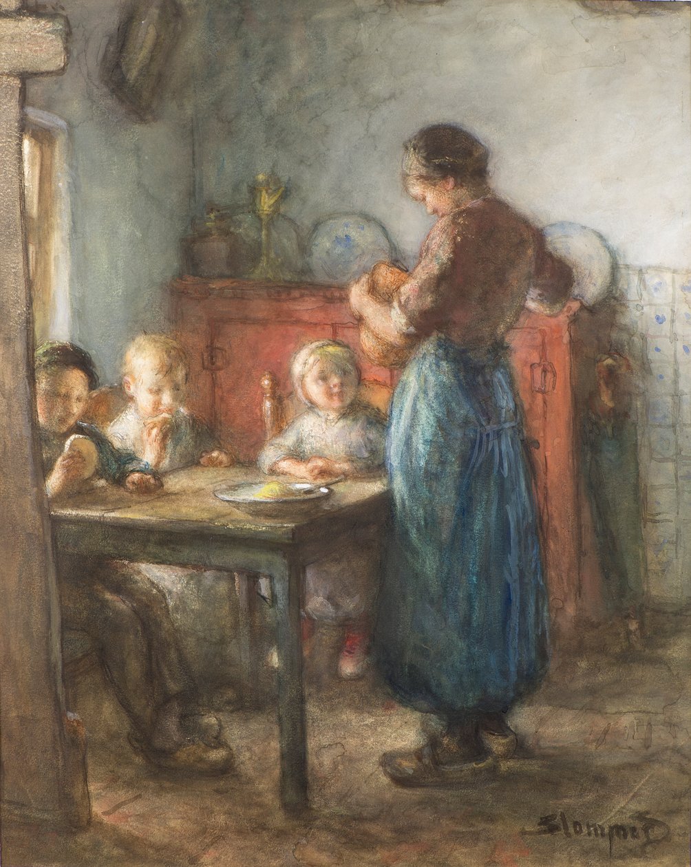 Et sparsomt måltid (akvarel) af Bernardus Johannes Blommers or Bloomers
