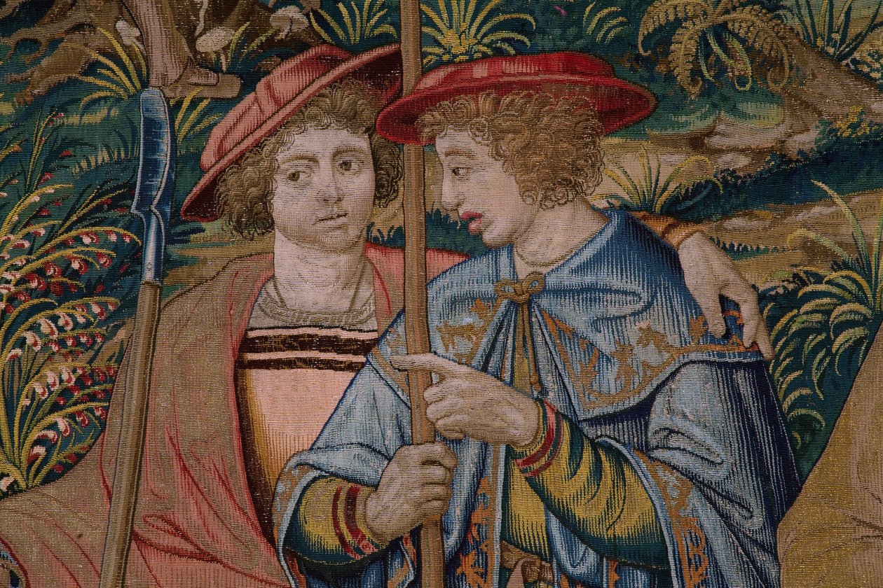 flamsk gobelin. Serie The Foundation of Rome: Faustulus møder Romulus og Remus. Tegneren Barend van Orley (?). Bruxelles fremstilling. 1525-1530. Detalje. af Bernart van (attr. to) Orley