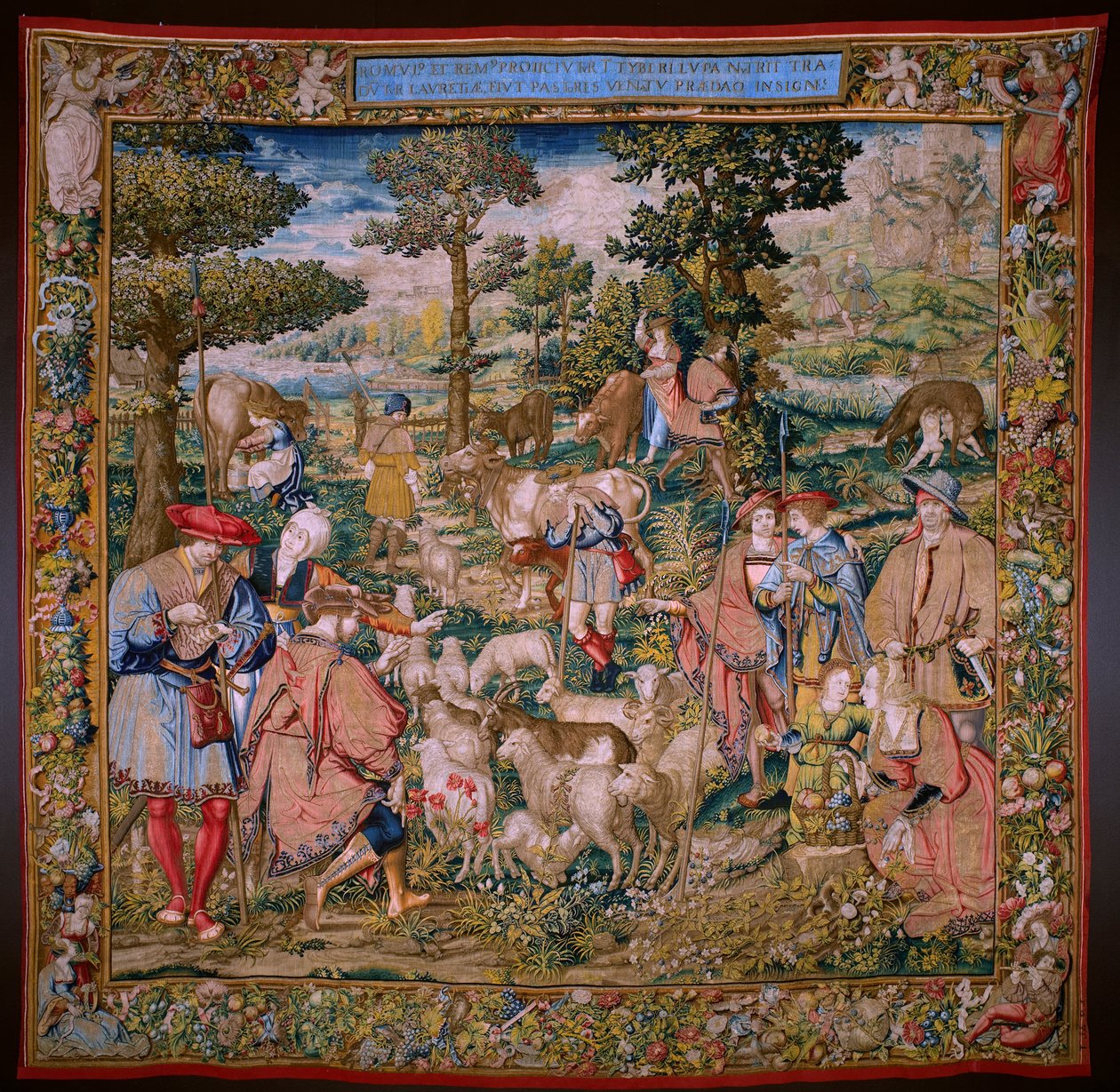 flamsk gobelin. Serie The Foundation of Rome: Faustulus møder Romulus og Remus. Tegneren Barend van Orley (?). Bruxelles fremstilling. 1525-1530. af Bernart van (attr. to) Orley