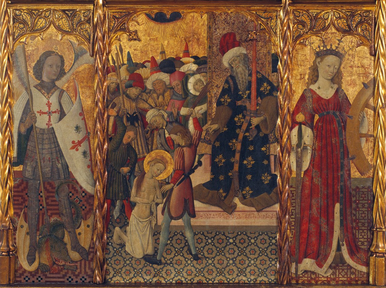 Saint Michael, Martyrdom af Saint Eulalia og Saint Catherine af Bernat Martorelli
