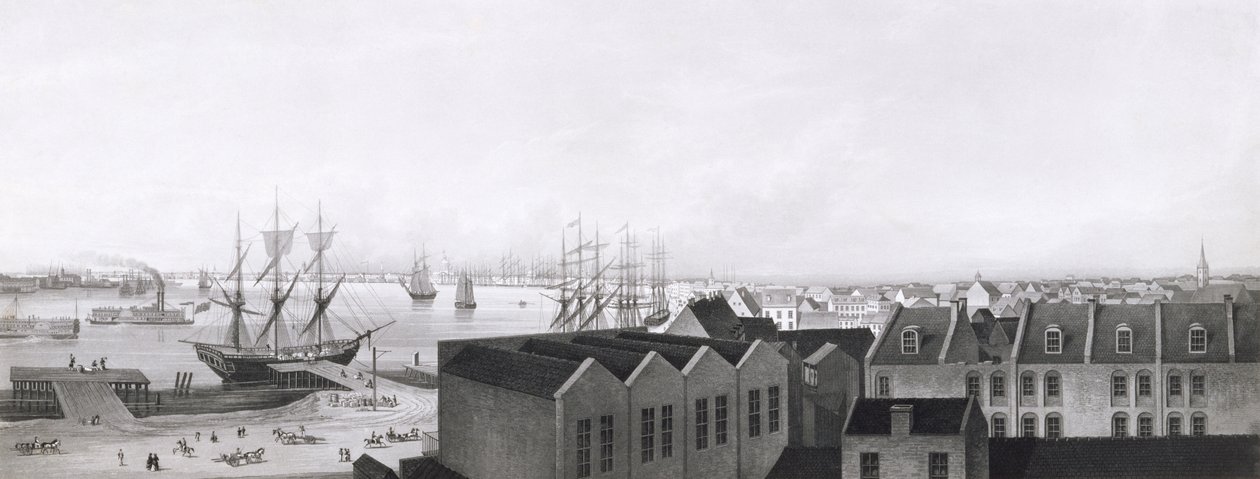 Udsigt over New Orleans taget fra Lower Cotton Press, 1860 (akvatint) af Bernhard J. Dondorf