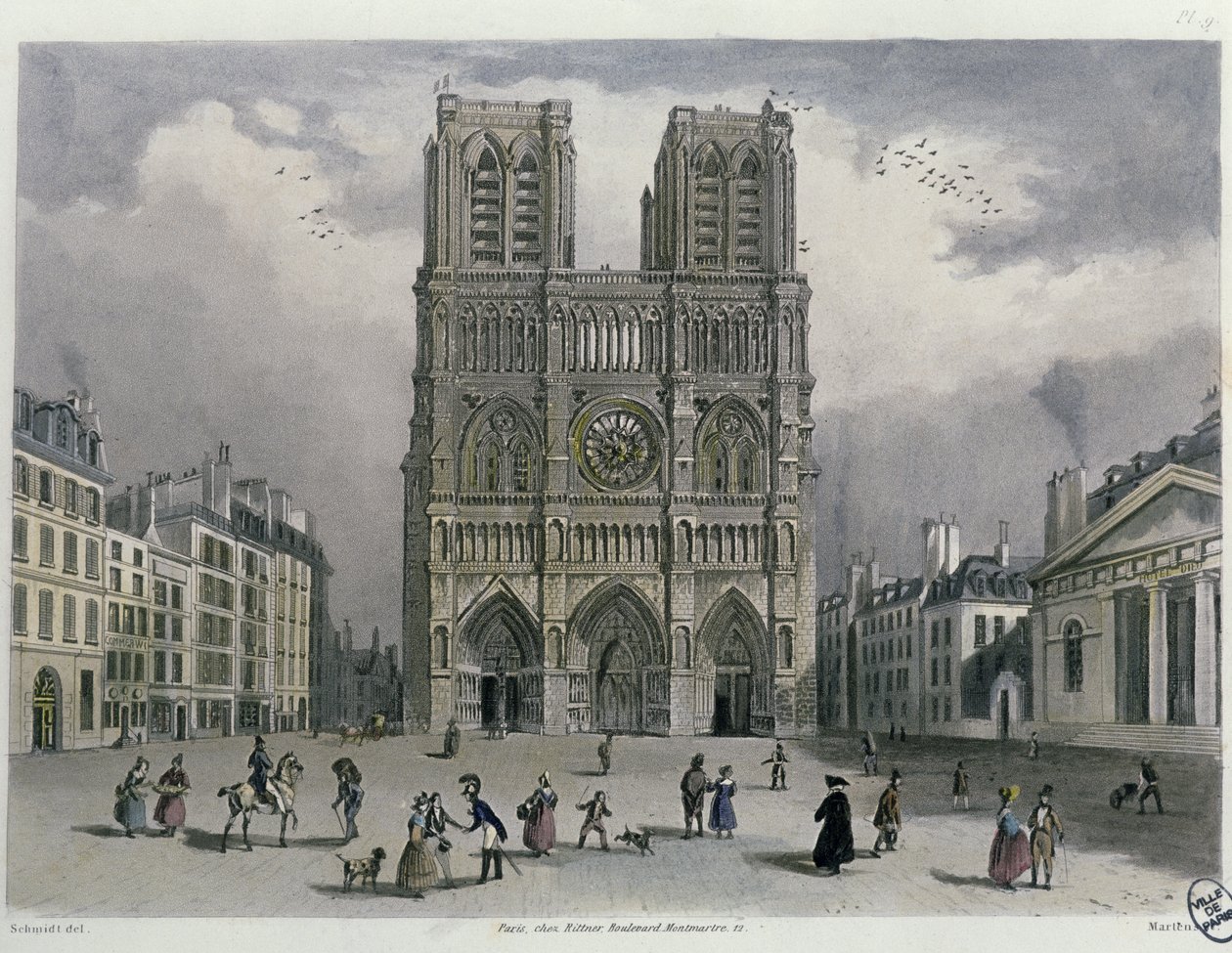 Notre-Dame katedral, 1832 af Bernhard Schmidt