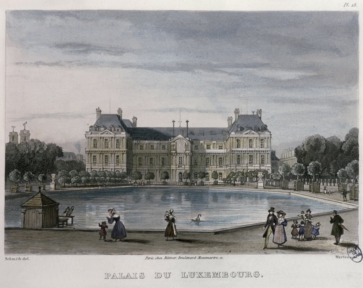 Luxembourgpaladset, 1832 (farvestik) af Bernhard Schmidt