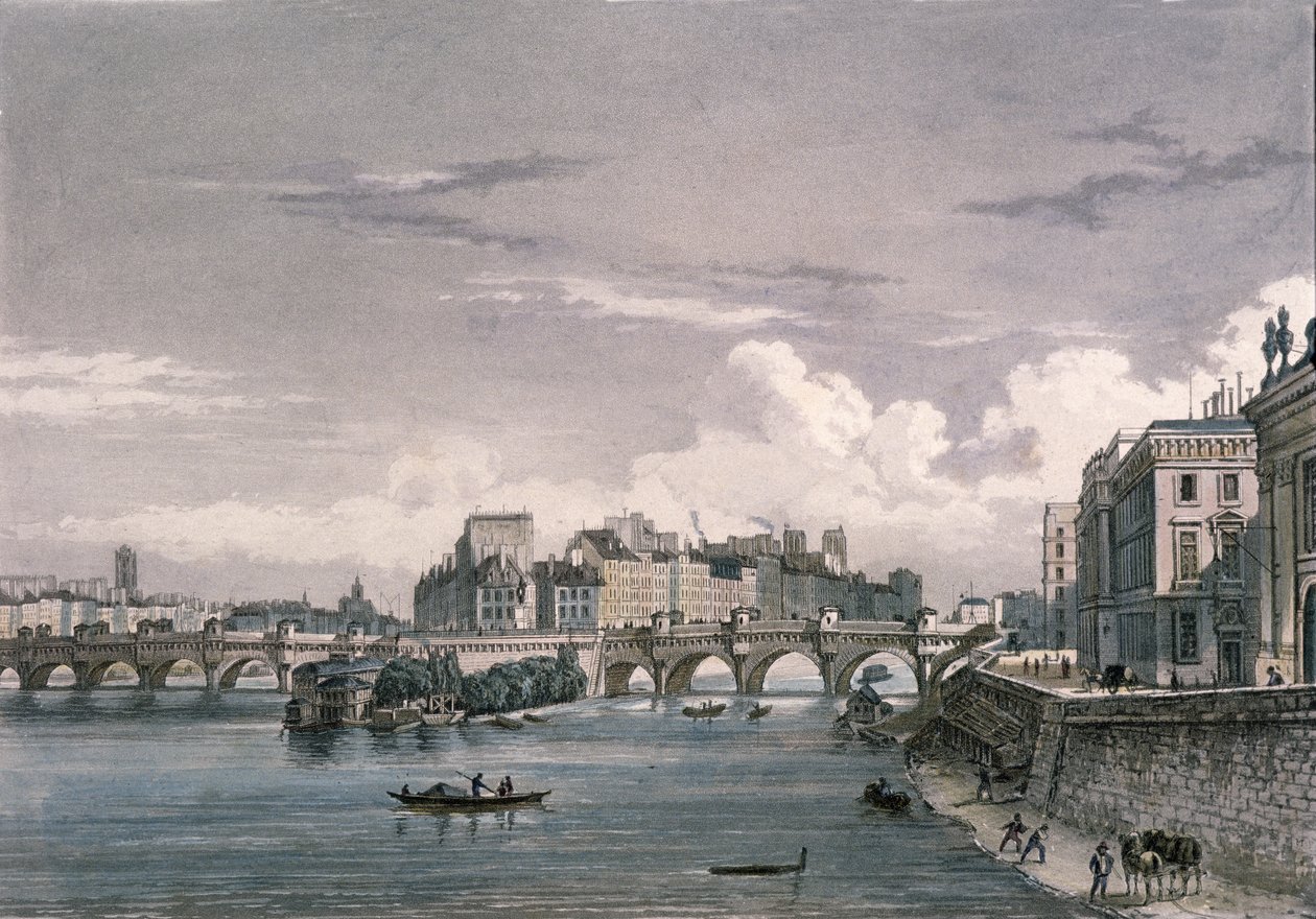 Pont Neuf, 1832, (farvegravering) af Bernhard Schmidt